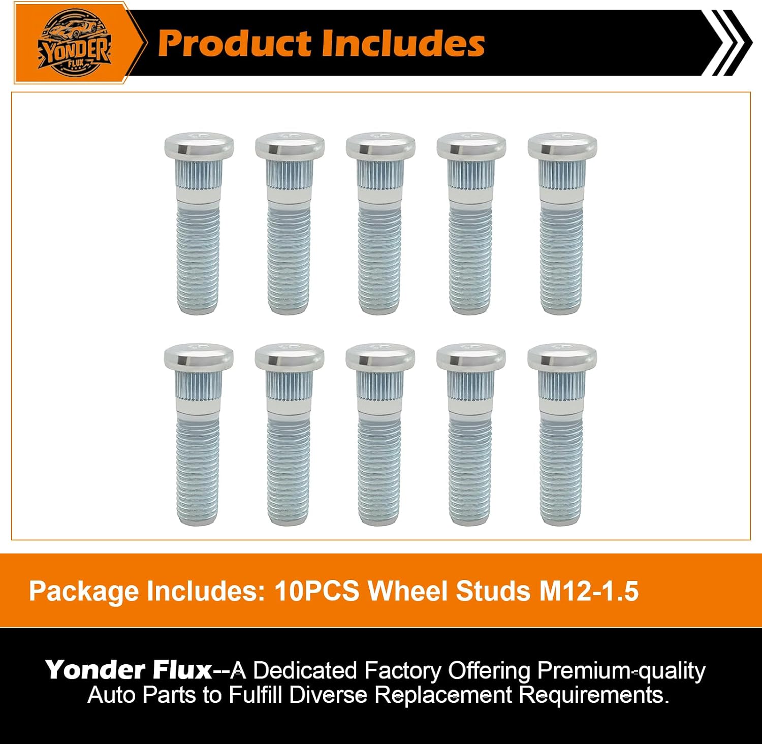 10Pack M12x1.5 Wheel Studs, 610-266 Wheel Studs Compatible with Honda CR-V Civic Accord City Element Prelude S2000 TL TLX TSX EL CL CSX RSX Integra Replaces OE 90942-02049 (49mm Long)