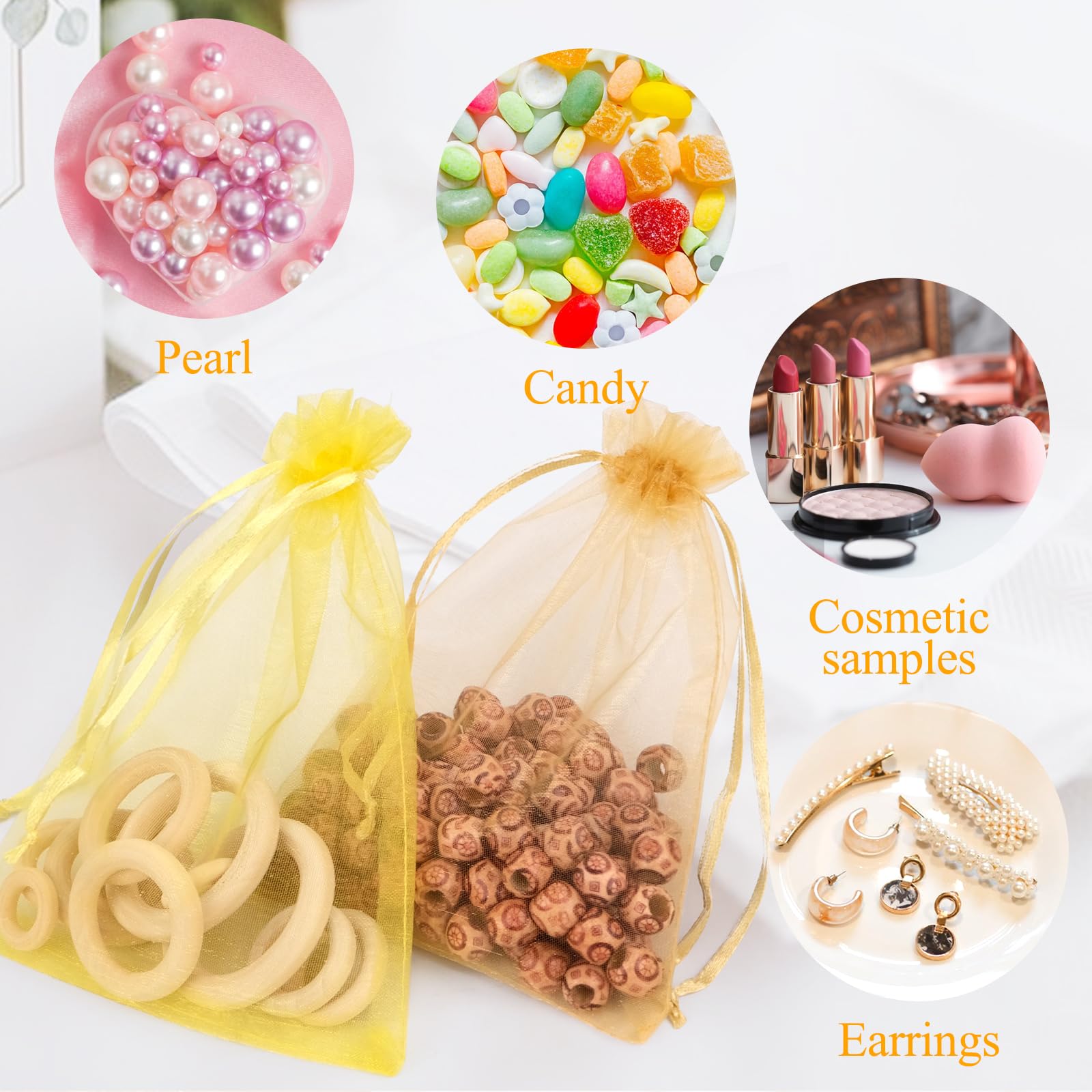 Sacchetti Organza Per Confetti - 50 Pezzi, 13x18 Cm, Multicolore, Per Matrimoni - Foto 5