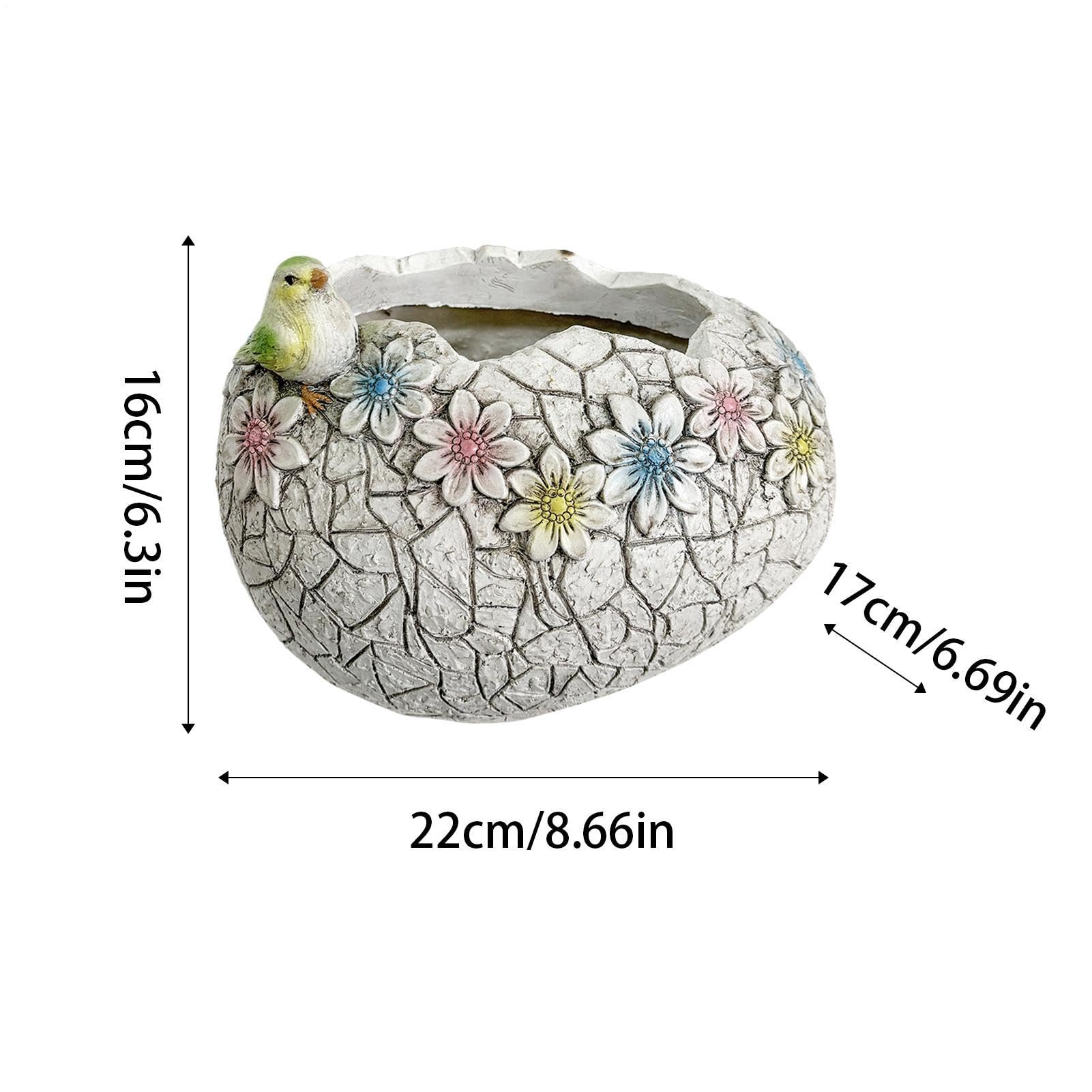 Generisch Vaso per piante in resina, effetto screpolato, per balcone e terrazza, per soggiorno, ufficio, ingresso, esterno, giardino, cortile