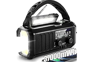 Upgraded 10000mAh/37000mWh Emergency Hand Crank Radio with LED Flashlight