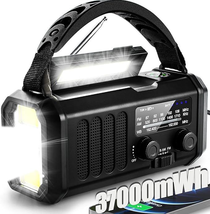 Upgraded 10000mAh/37000mWh Emergency Hand Crank Radio AM/FM With LED Flashlight - View #7