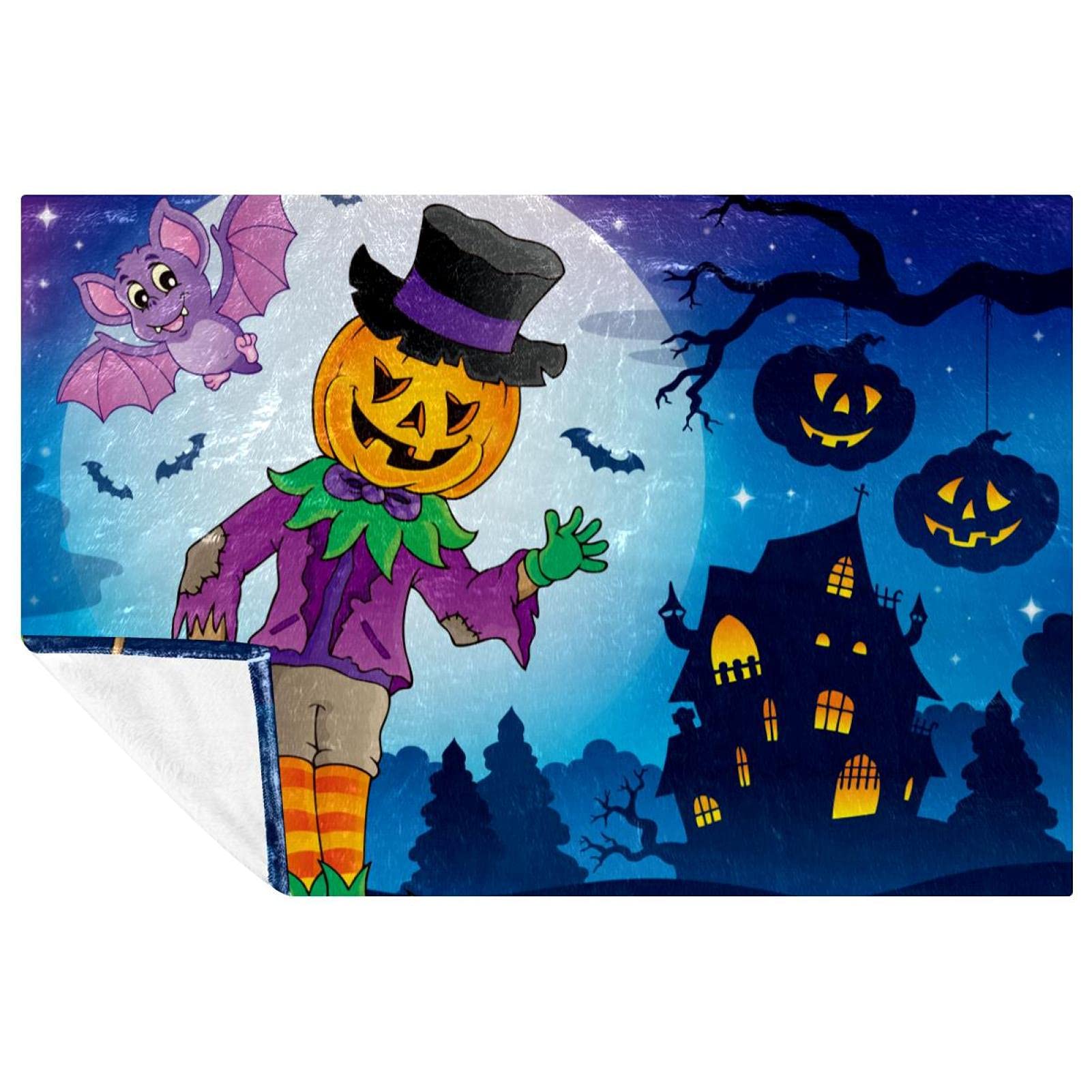 Couverture douce pour lit aux finitions soignées et motifs Halloween élan 150x100 cm