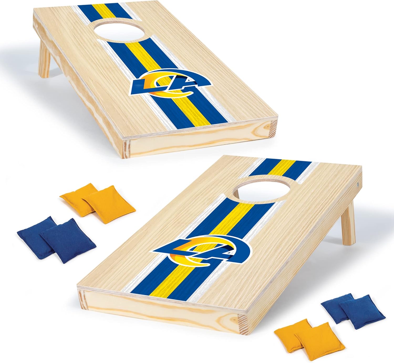 Wild Sports NFL Football Los Angeles Rams 1' x 2' Travel Size Solid Wood Cornhole Set with Direct Print HD Team Graphics – Great Gift for Any Sports Fan! Bean Bag Toss Family Games for Outdoor Play