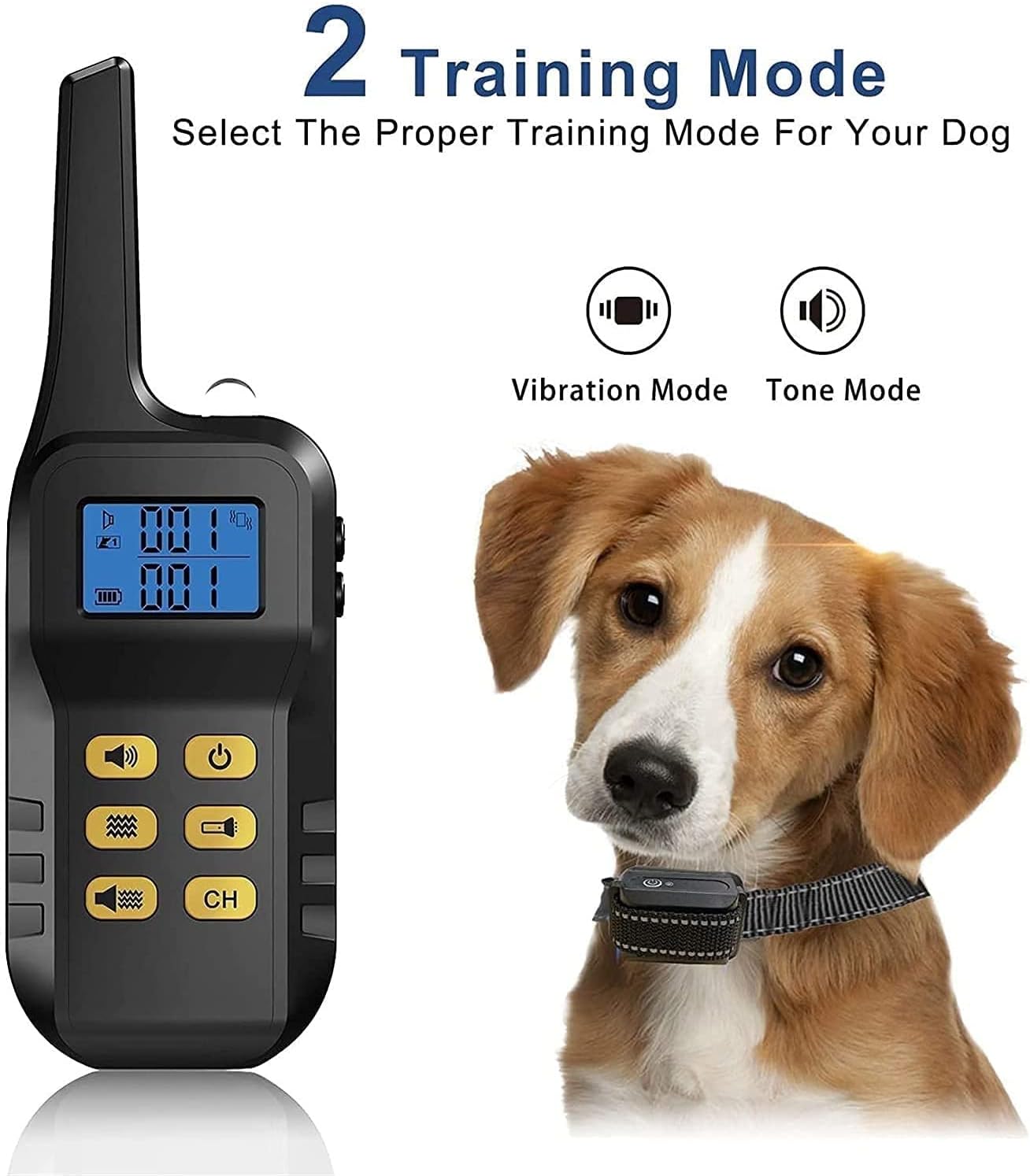 Dog Training Collar, Shock Collar for Dogs with Remote, Rechargeable Dog Shock Collar, with Beep/Vibration/Shock, Up to 1000 ft Remote Range, Rainproof for Small Medium Large Dogs (Color : YEL