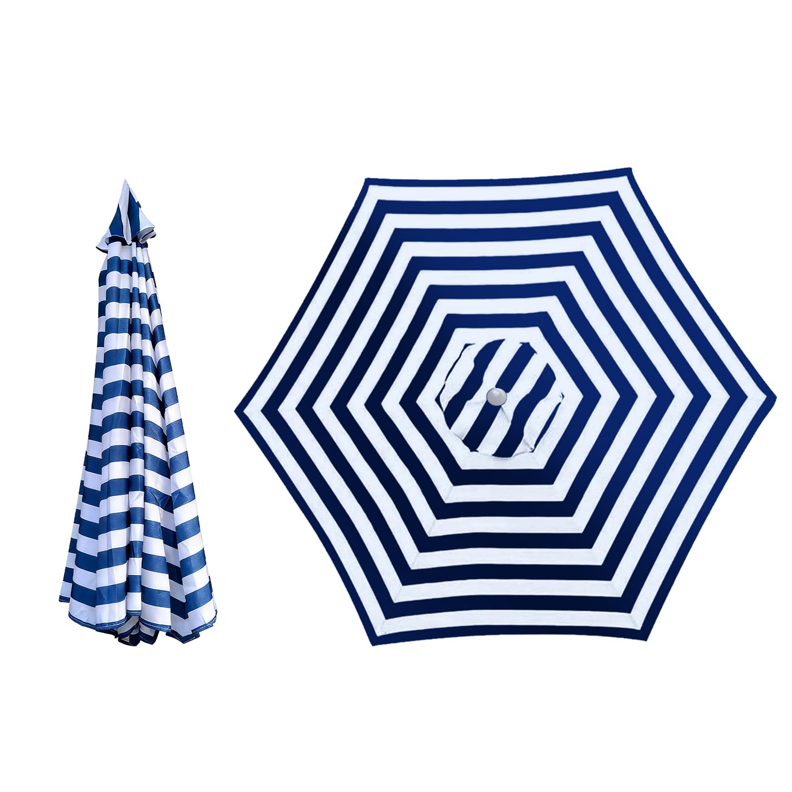 ACESOME Replacement Parasol Canopy, Waterproof Garden Parasol Canopy Cover, UV30+ Canopys Outdoor Replacement, Market Umbrella Top Cover for Backyard, Garden, Swimming Pool (Blue & White, 2.7M-6-rib) — image 1