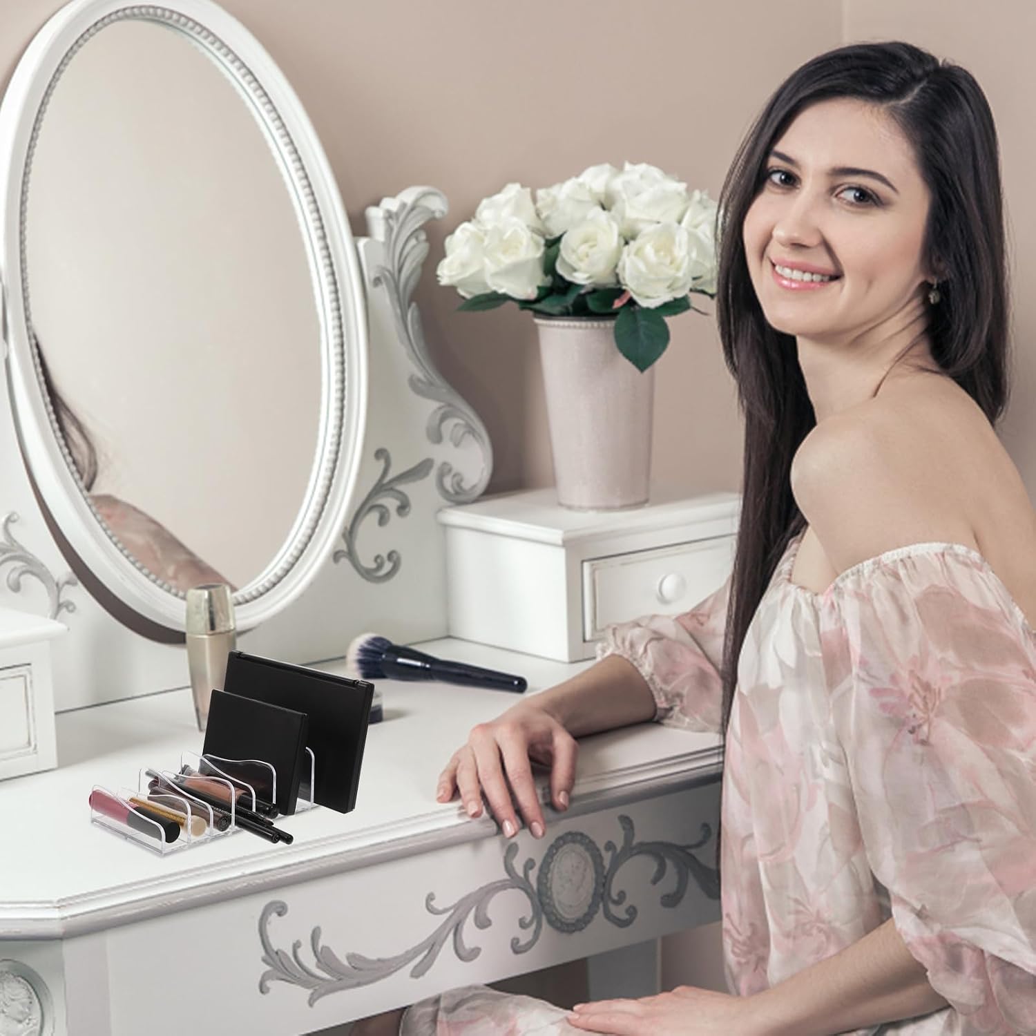 2pcs Section Ps Makeup Organizer for Cosmetics Desktop Storage image 5