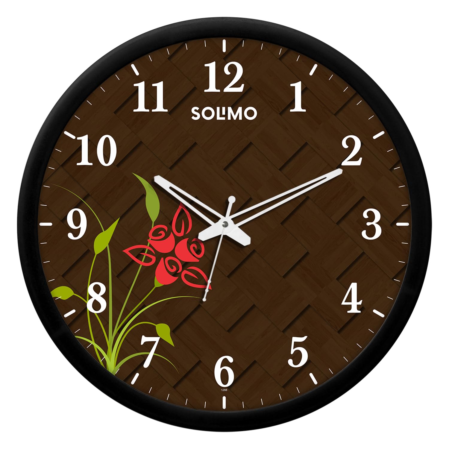 Amazon Brand - Solimo Plastic 12-inch Wall Clock - Designer (Silent Movement, Black Frame)-image-44