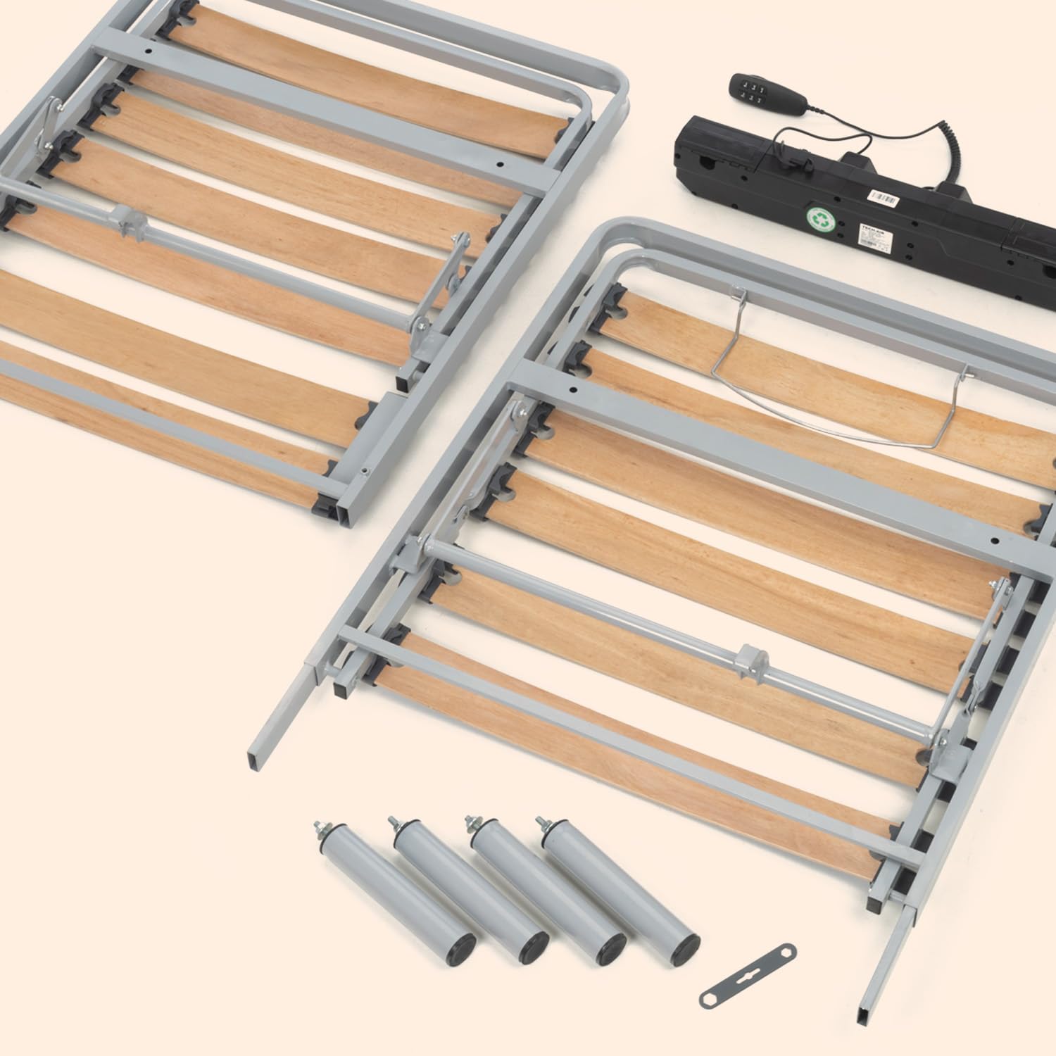 Geriafy – Cama Articulada Doble 180x190 cm | Somier Eléctrico Reforzado con Lamas Anchas de Haya | Ajustable con Mando por Cable