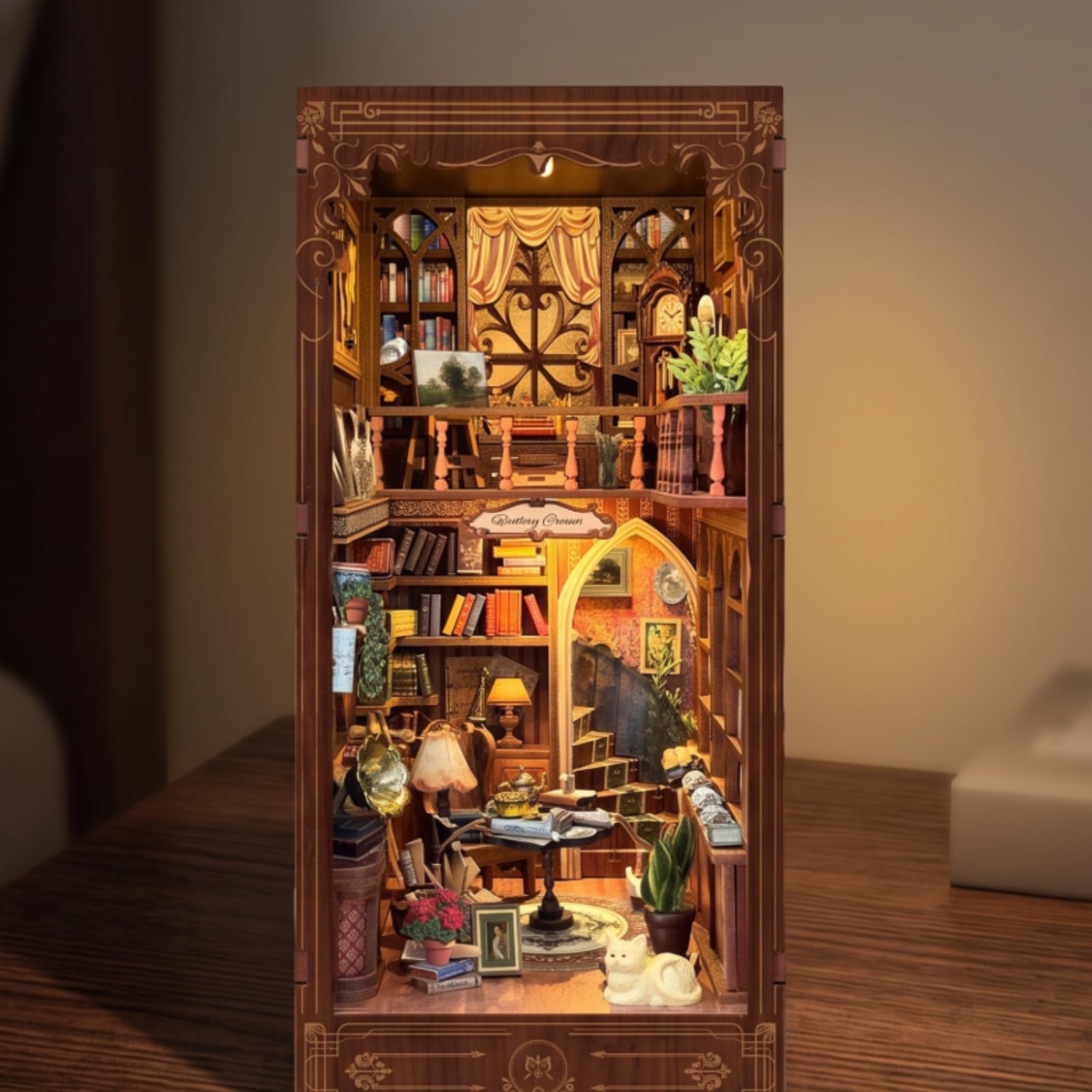 Beleuchtet 3D Puzzle mit Beleuchtung | Buchstütze mit LED-Licht, selbstaufbaubar, Bücherregaleinsatz, für Bücherregal, Schreibtisch, Bücherliebhaber, Erwachsene