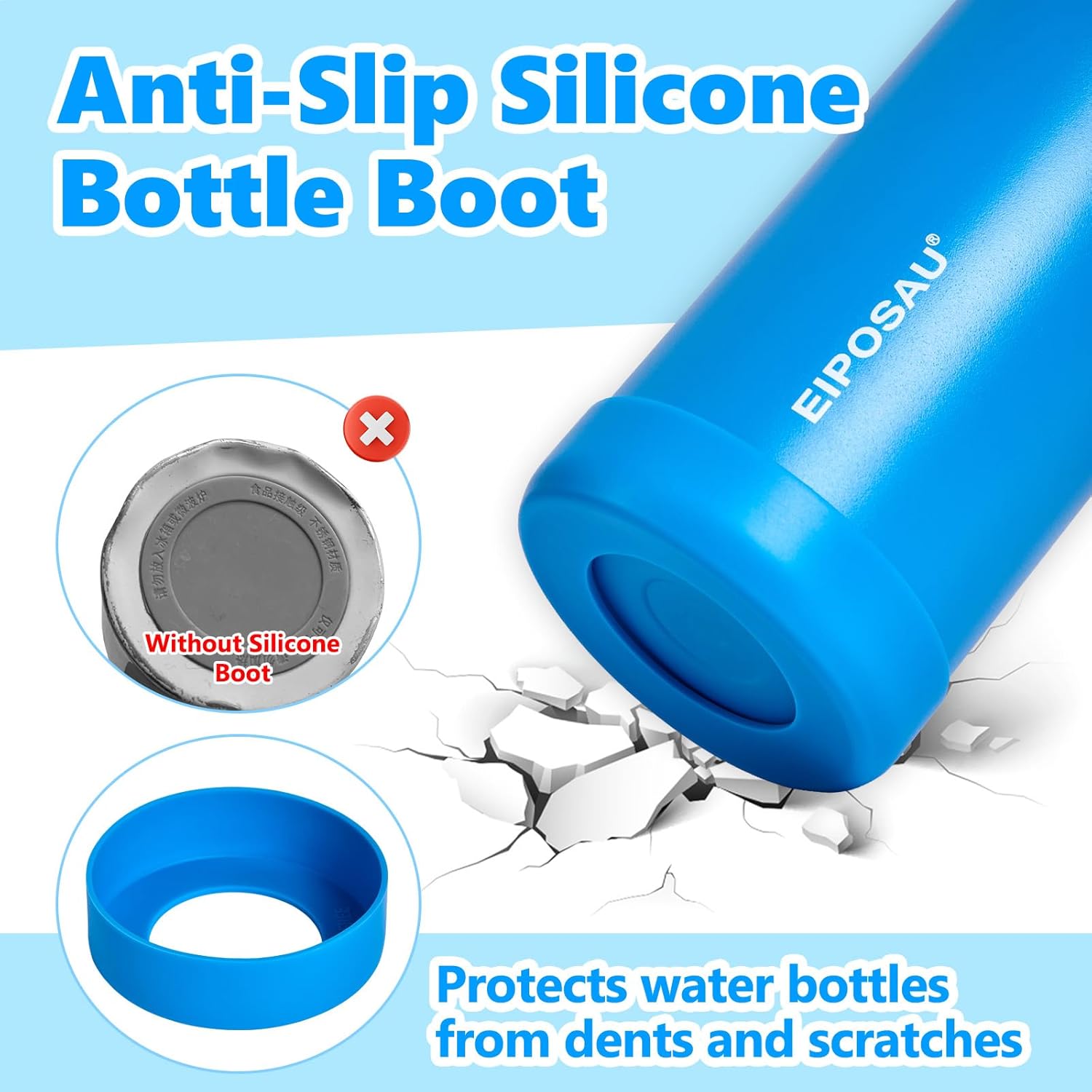 Insulated Water Bottle with Lid & Boot & Stickers, 24 oz Stainless Steel Sweat Free Bottle Keep Cold 24H, BPA-Free Sports Wide Mouth Water Bottle, Blue - Image 6