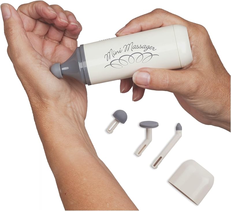 Norco Mini Massager - Handheld Massager for Scar Tissue Break Up | Compact, Travel Massage Gun with 3 Attachments for Hand, Foot, Neck, Face, Finger, or Small Muscle Relief | NC70209