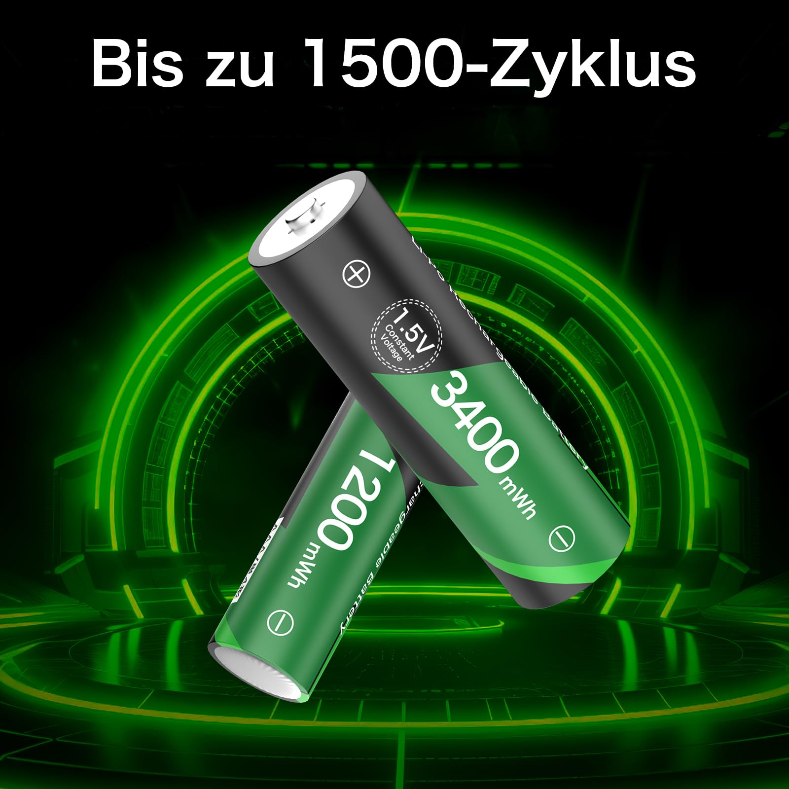 Pilas Recargables AA AAA Litio 1,5V con Cargador LCD,3400 mWh, Pilas Recargables AA 4 Unidades y Pilas AAA de 1200 mWh 4 Unidades,1500 ciclos