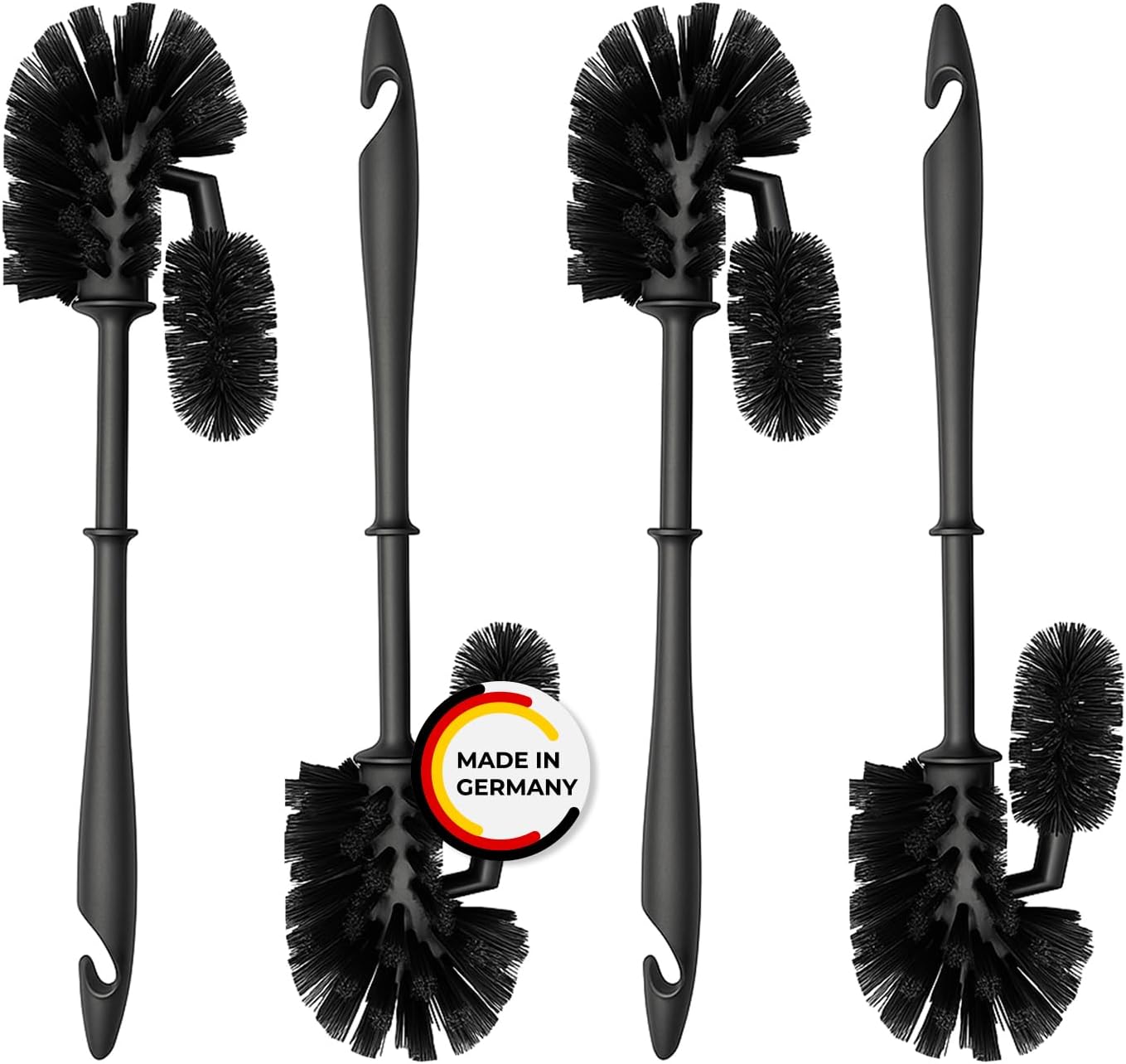 Rival Set of 4 Toilet Edge Cleaner Brushes Smart Line with PP Bristles - Toilet Brush with Ergonomic Handle - Toilet Brush for Quick & Thorough Cleaning - Toilet Brush Set with Edge Cleaner