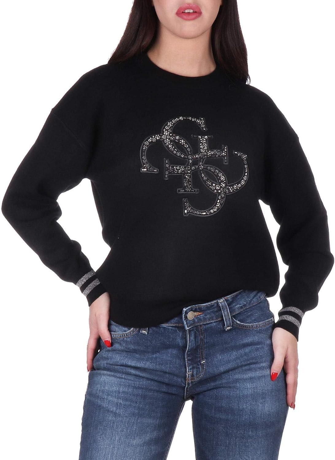 Guess Womens Eco Long Sleeve Sylvie Logo Sweater - Image 3