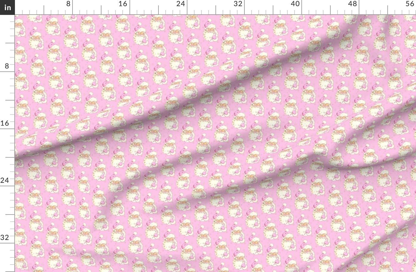Spoonflower Fabric - Christmas Hot Vintage Santa Shabby Cotton Winter Kitsch Cloth Printed on Organic Cotton Sateen Fabric by The Yard - Sewing Quilting Apparel Home Decor