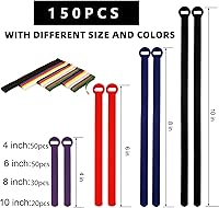 Vista 7 de 150 unidades de bridas para cables, 4+6+8+10 pulgadas, reutilizables para gestión de cables, multiusos, ajustables, organizador de cables, sujeción