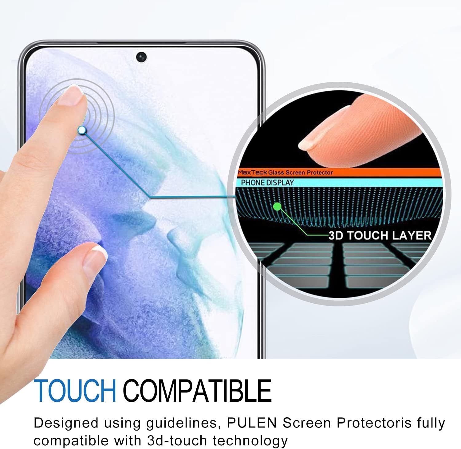 [5 Packs] PULEN for Samsung Galaxy S21 FE 5G Screen Protector (2 Packs) with 3 Packs Camera Lens Protector,HD Clear Scratch Resistant Bubble Free 9H Hardness Tempered Glass+Easy Installation Tray [Not For Samsung S21]