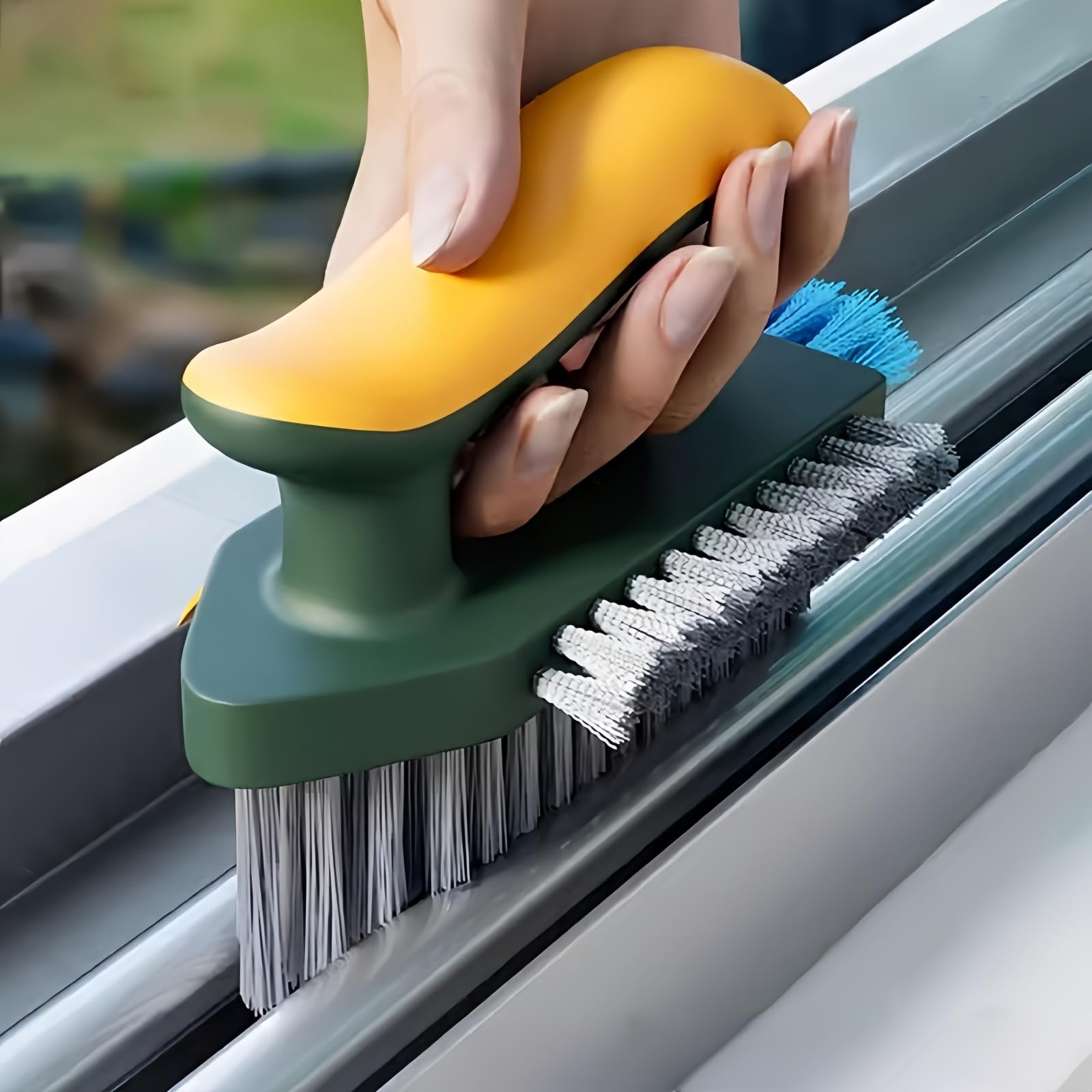 4-in-1 Grout and Scrubber Corner Brush with Scraper Tool, for Cleaning Tile, Grout, Kitchen, Bathroom, Sink, Floor, Shower