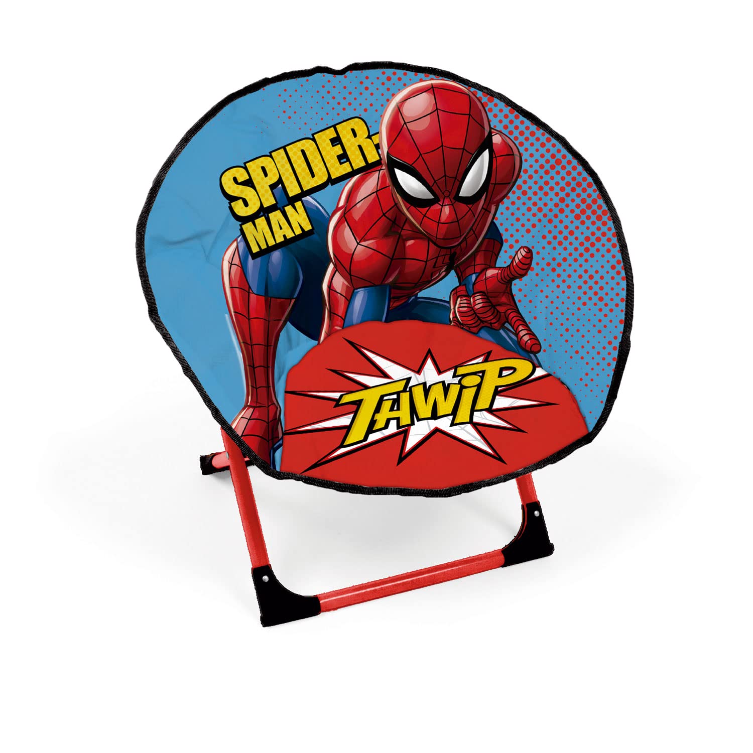 ARDITEX Silla Redonda Plegable Spiderman, Silla Infantil de Luna, Ø 50 cm