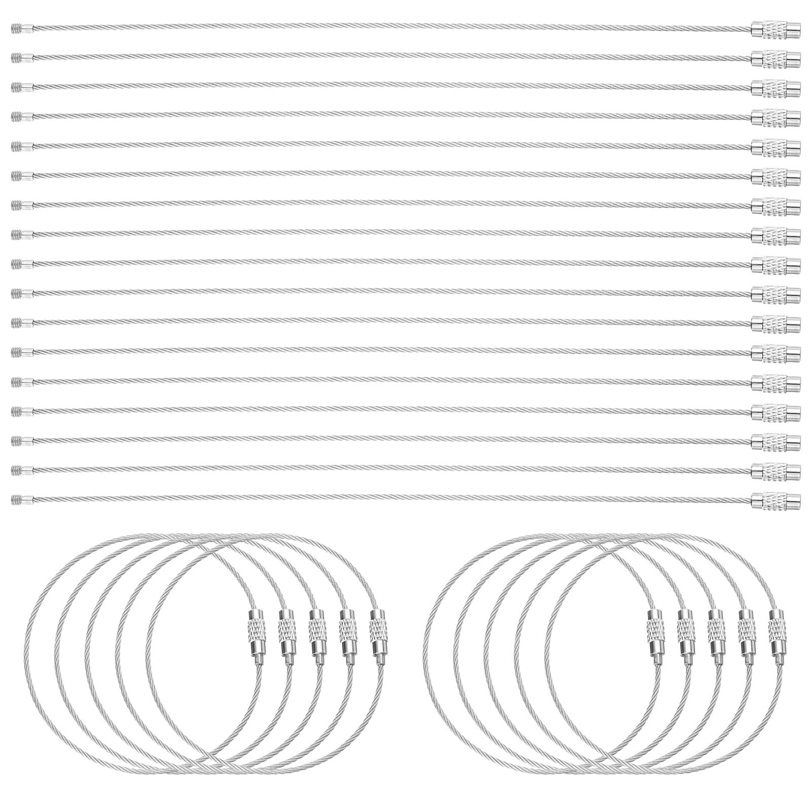 HARFINGTON Wire Keychain Cable Plastic Coated Stainless Steel Key Ring Cable Loop Rings for Luggage Tags Key ID Tags