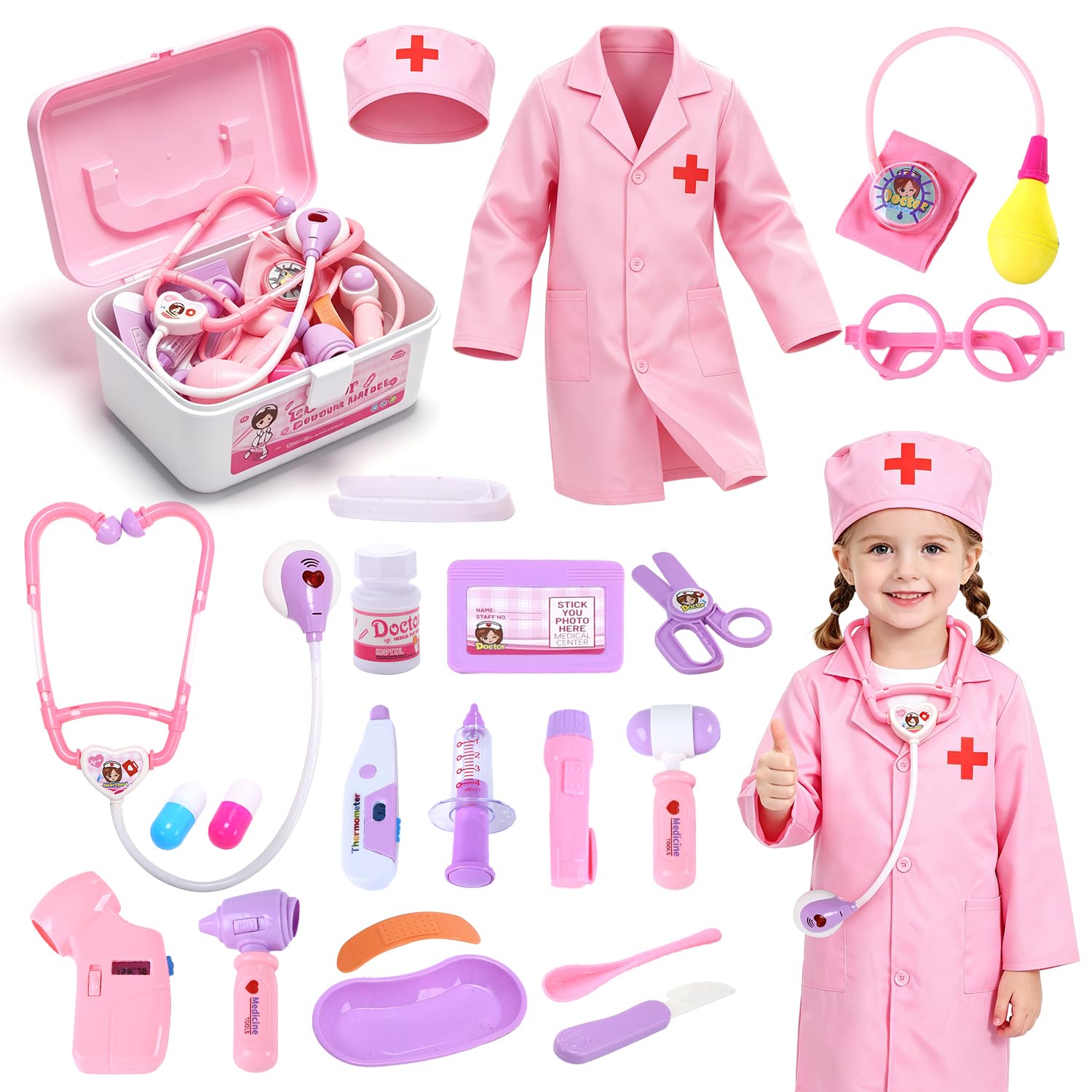 EagleStone Doctor Kit for Kids Pretend Play Medical Set with Light & Sound