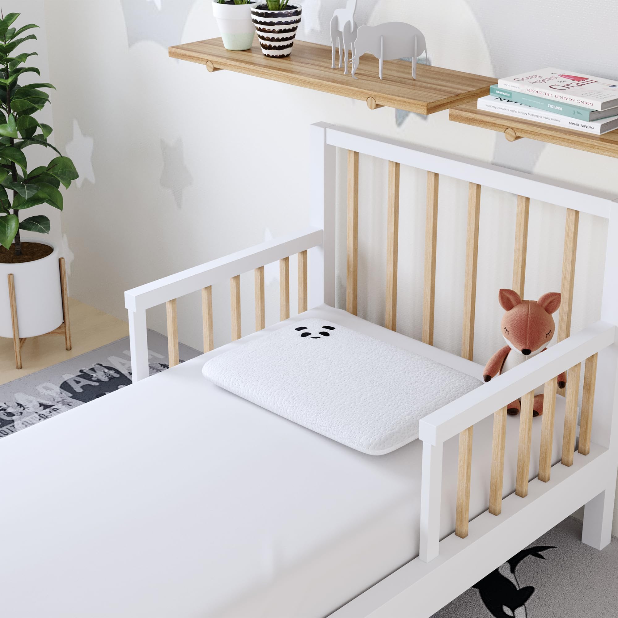 Panda Oreiller pour enfant avec housse en bambou – Soutien ferme moyenne, essai de 30 nuits, 2-4 ans