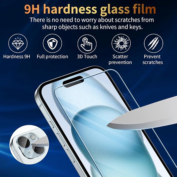 FLLAO 4 en 1 Funda para iPhone 15 con 2 Protector Pantalla y 1 Protector Lente Cámara, [Almohadilla de Aire integrada] Antigolpes Antiarañazos Carcasa 6,1 Pulgadas, Transparente - 4