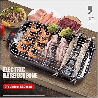 review Smoke-Free Electric Barbecue Grill Indoor Nonstick Electric-Griddles, Thermostatic, with Improved Speedy Heat Up, Grill Net And Grease Drip Tray, Indoor BBQ And Nonstick As Seen on TV