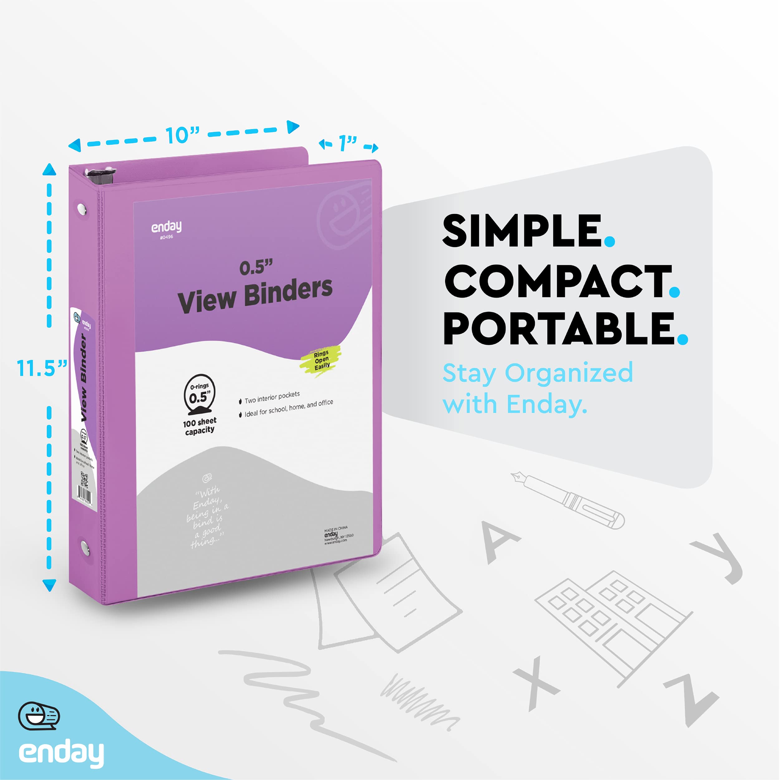 Classeur à 3 Anneaux De 1,2 Cm, Couverture Transparente Noire De 12,7 Cm Avec 2 Poches Intérieures, Fournitures Scolaires Colorées, Classeurs De Bureau Et De Maison - Par Enday