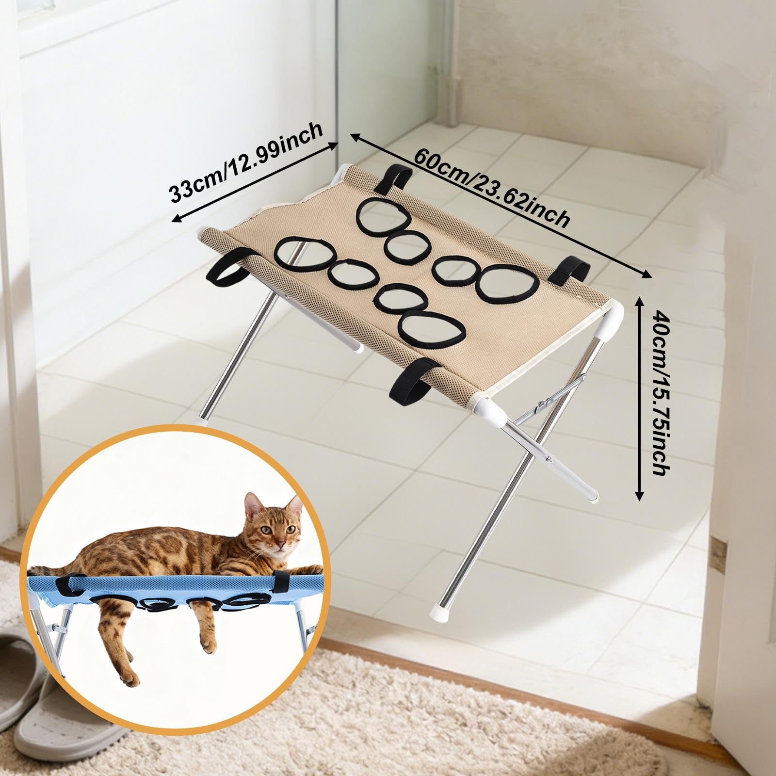 Tierpflege Hängematte mit Waschfunktion, Multifunktionale Hängematte für Die Katzenpflege, Zum Krallenschneiden, Kaffee