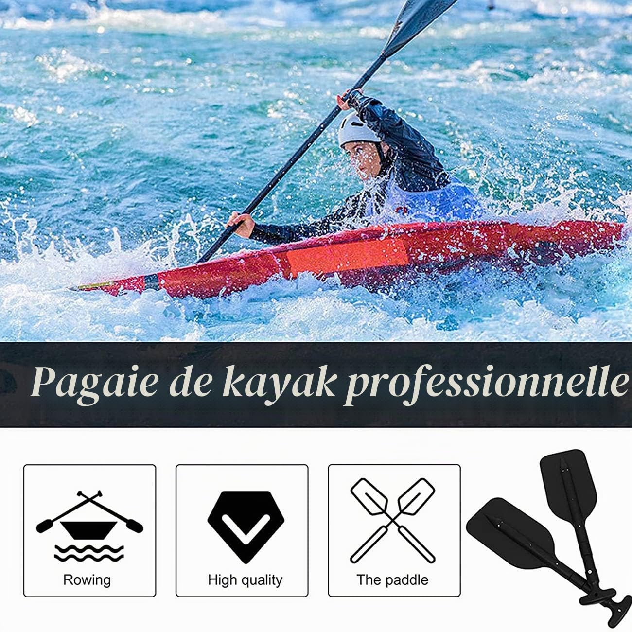 Lot de 2 pagaies télescopiques en plastique pour bateau - Rame pliable pour jet et canoë