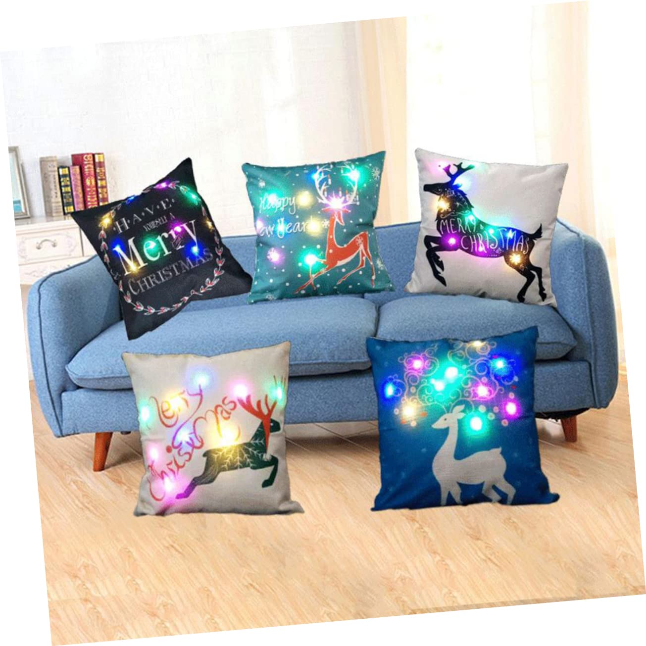 PRETYZOOM 3 Piezas Funda Almohada Navidad Funda Almohada Cuadrada Almohada Decorativa Led Fundas Cojines Decorativos Sofá Fundas Decorativas para Cojines Decorar Brillar