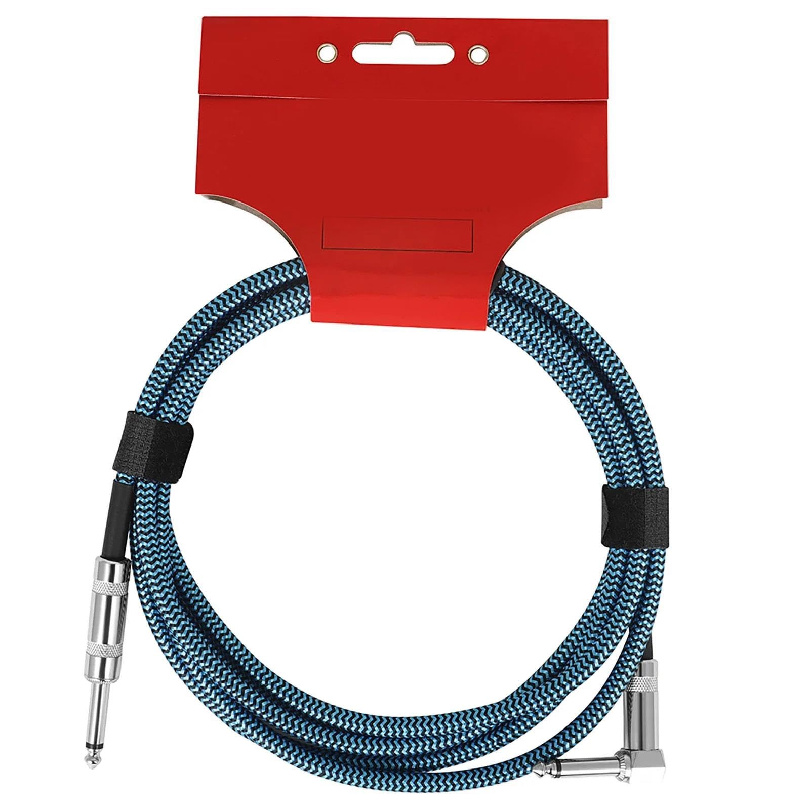 Pleciony Kabel Do Gitar I Basów 6,35 Mm Z Redukcją Szumów Czarno Niebieski Kable Gitarowe O Niskim Poziomie Szumów
