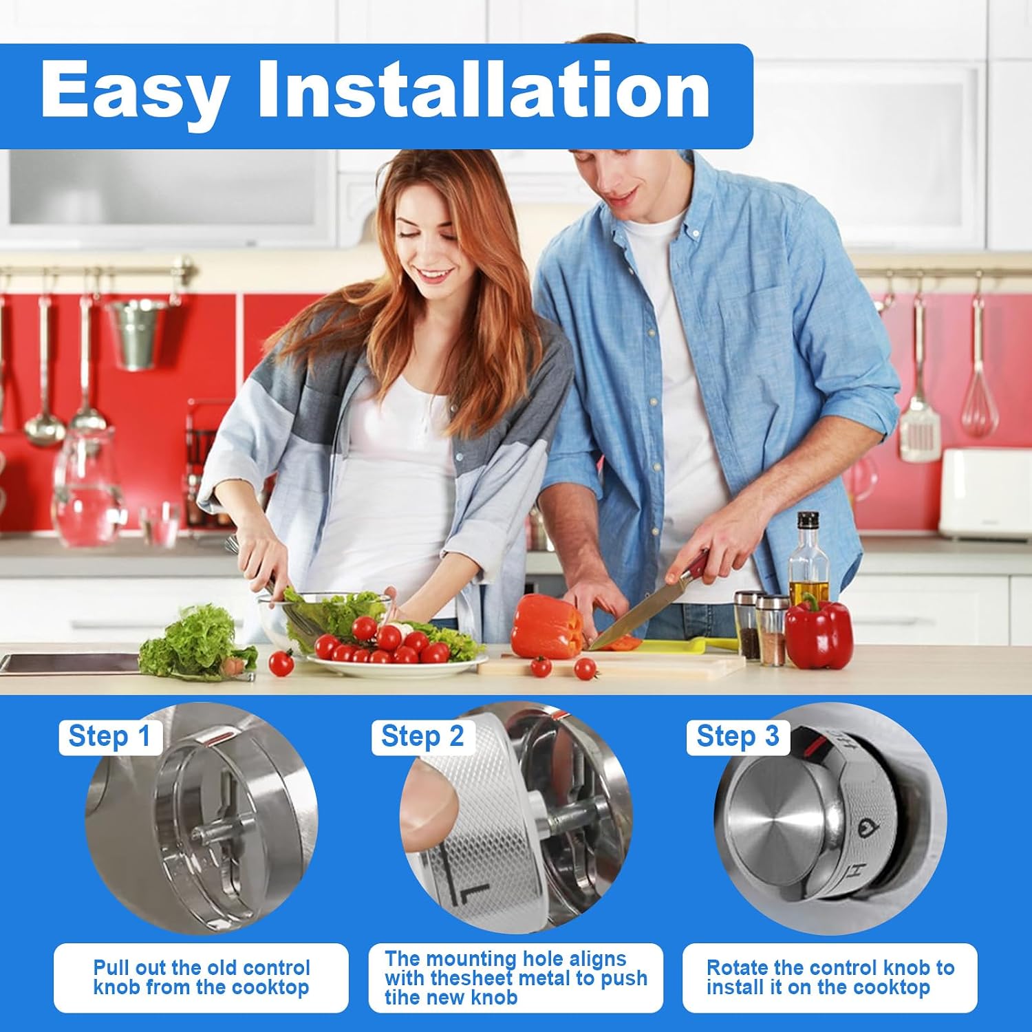 2 PCS W11030413 Range Control Knob Compatible with Whirlpool Kitchen-Aid Stove Knobs