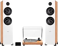 Vista 10 de Fluance RT85N Reference High Fidelity Vinyl Turntable (Walnut), PA10 Phono Preamp and Ai81 Powered Floorstanding Speakers (White Walnut), Nagaoka