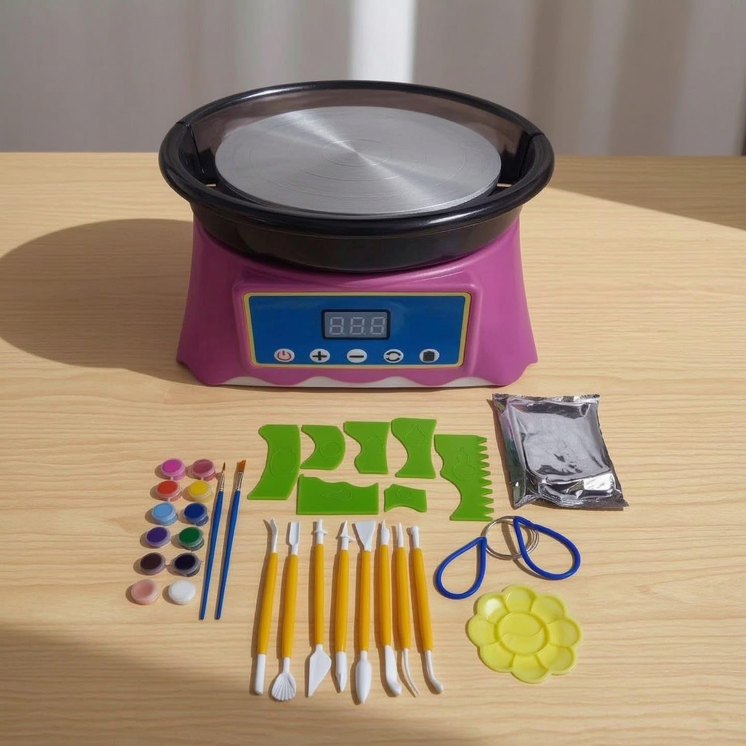 Tabletop Mini Pottery Wheel Compact Desktop Pottery Wheel Electric Machinery Beginner-Friendly for Beginners, Kids, Hobbyists, Home, Classroom, EU Plug-image-7
