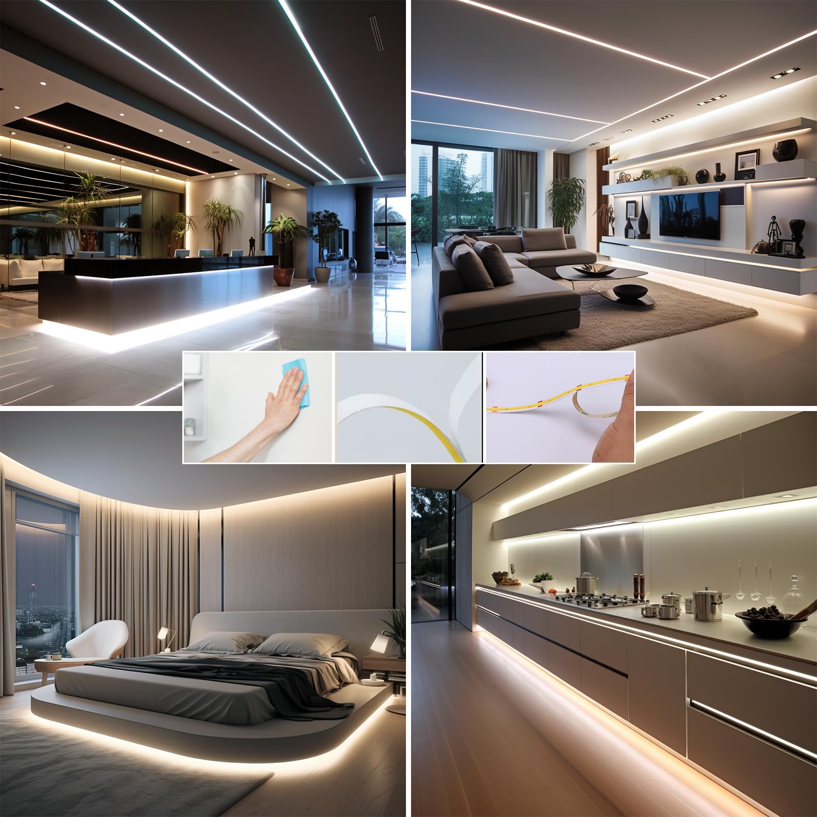 BENLUN 24V COB LED Streifen 20m CRI 90+ Konstantstrom IC mit Netzteil | 4000K Naturweiß LED Strip Selbstklebend 8W/M für Zimmer Dekoration, Akustikpaneele Beleuchtung, Küchenbeleuchtung