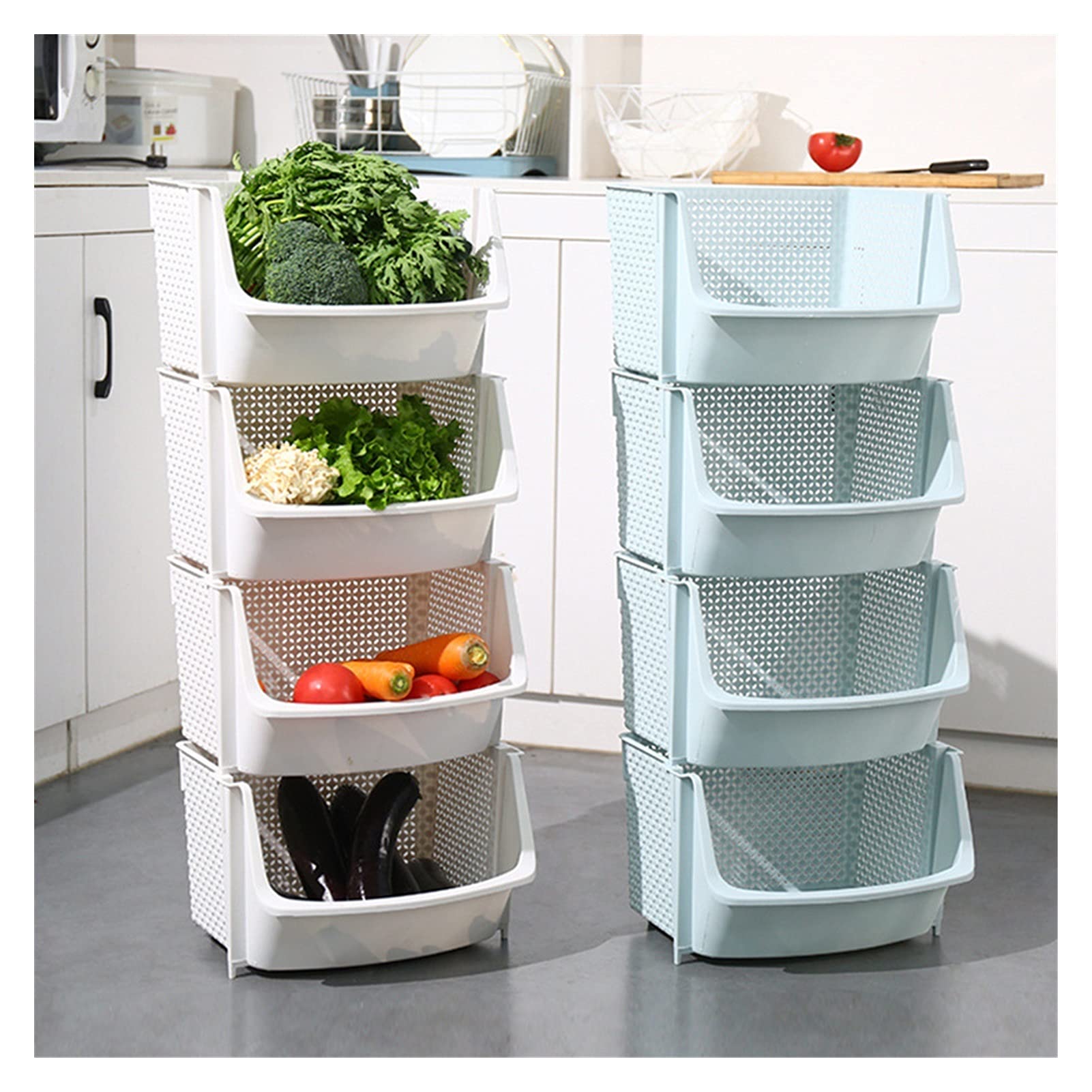 Cesta de colador Drenaje Cesta de cocina Almacenamiento Cesta de plástico Multifuncional Multifuncional Diseño hueco Verduras Racks de frutas Organizador apilable Cesta de colador de cocina