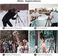 Vista 8 de SIRUI SH-15 Trípode de video de aluminio con cabezal de fluido de 360°, kit de trípode profesional resistente de 61 ″ para cámaras DSLR, carga