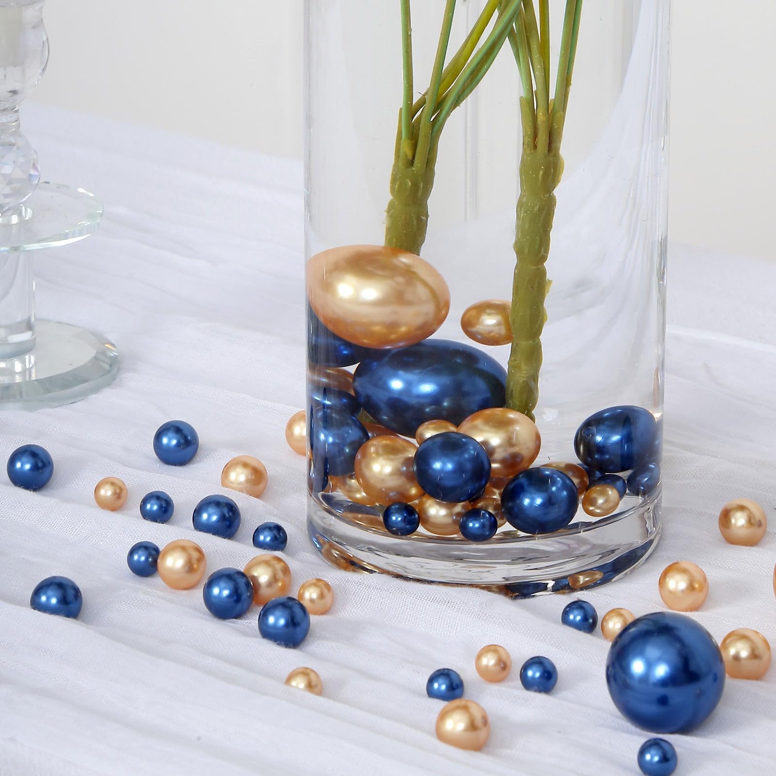Efavormart 200Pcs Assorted Navy Blue and Gold Lustrous Faux