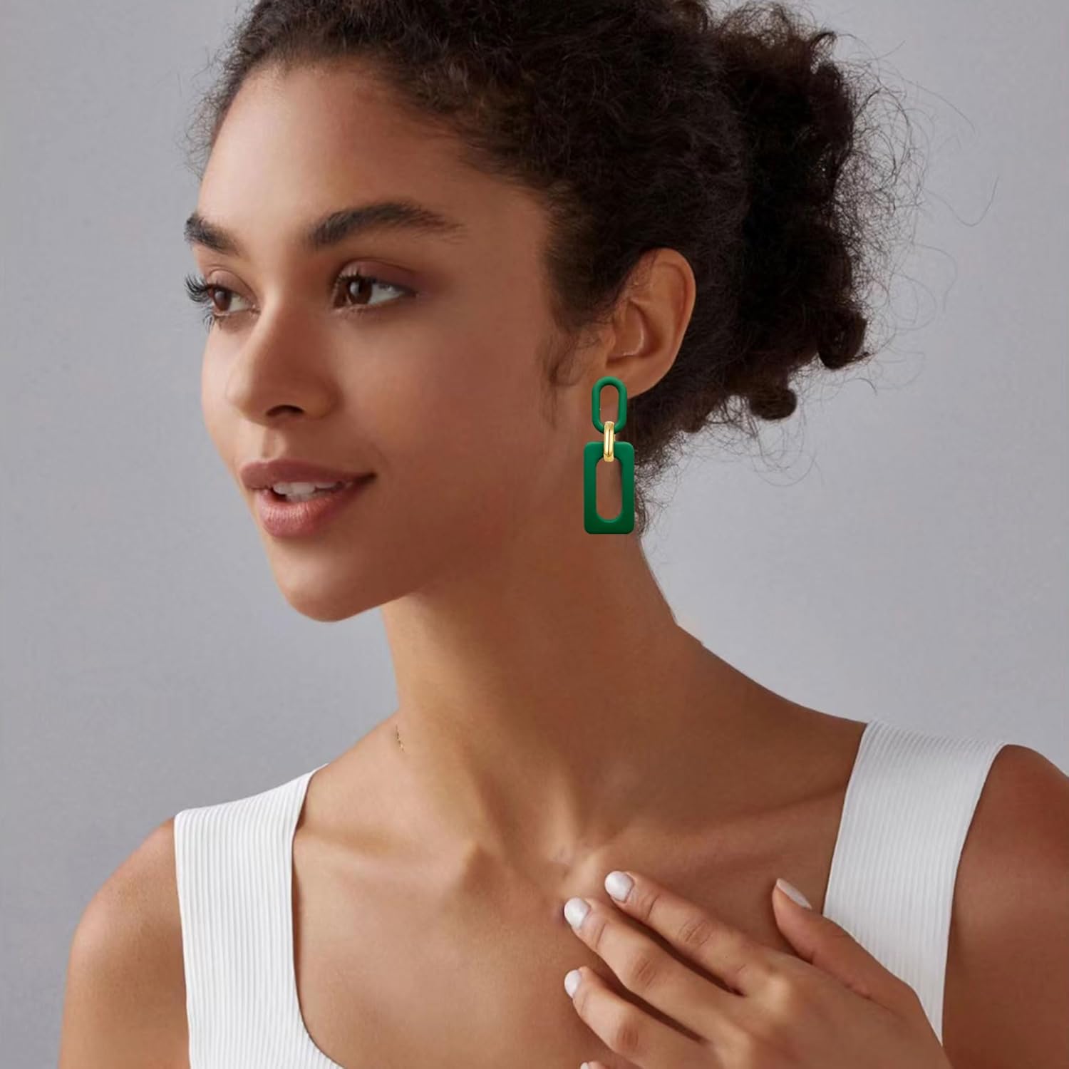 Geometric Square Earrings for Women Retro Simple Acrylic Chain Earrings Statement Earring for Women Girls - Image 4