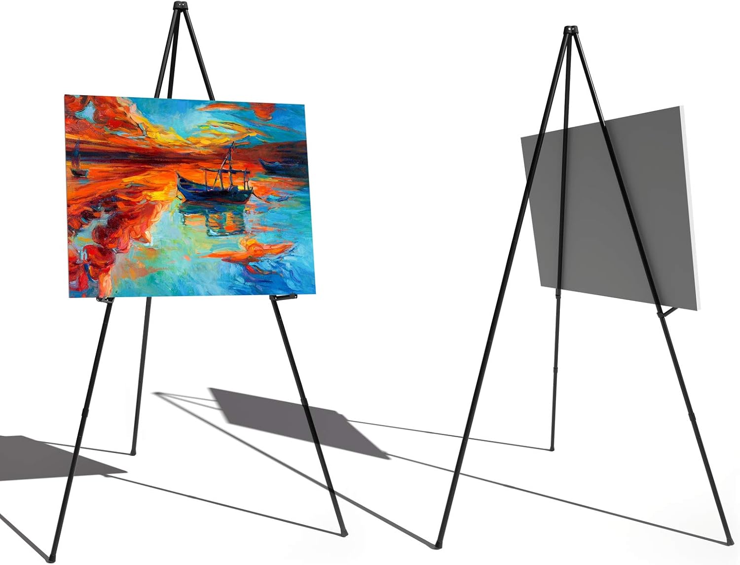 T-SIGN Instant Display Easel Stand - 63" Tripod Collapsible Portable Artist Floor Easel - Easy Folding Telescoping Adjustable Art Poster Metal Stand for Display Show : Arts, Crafts & Sewing