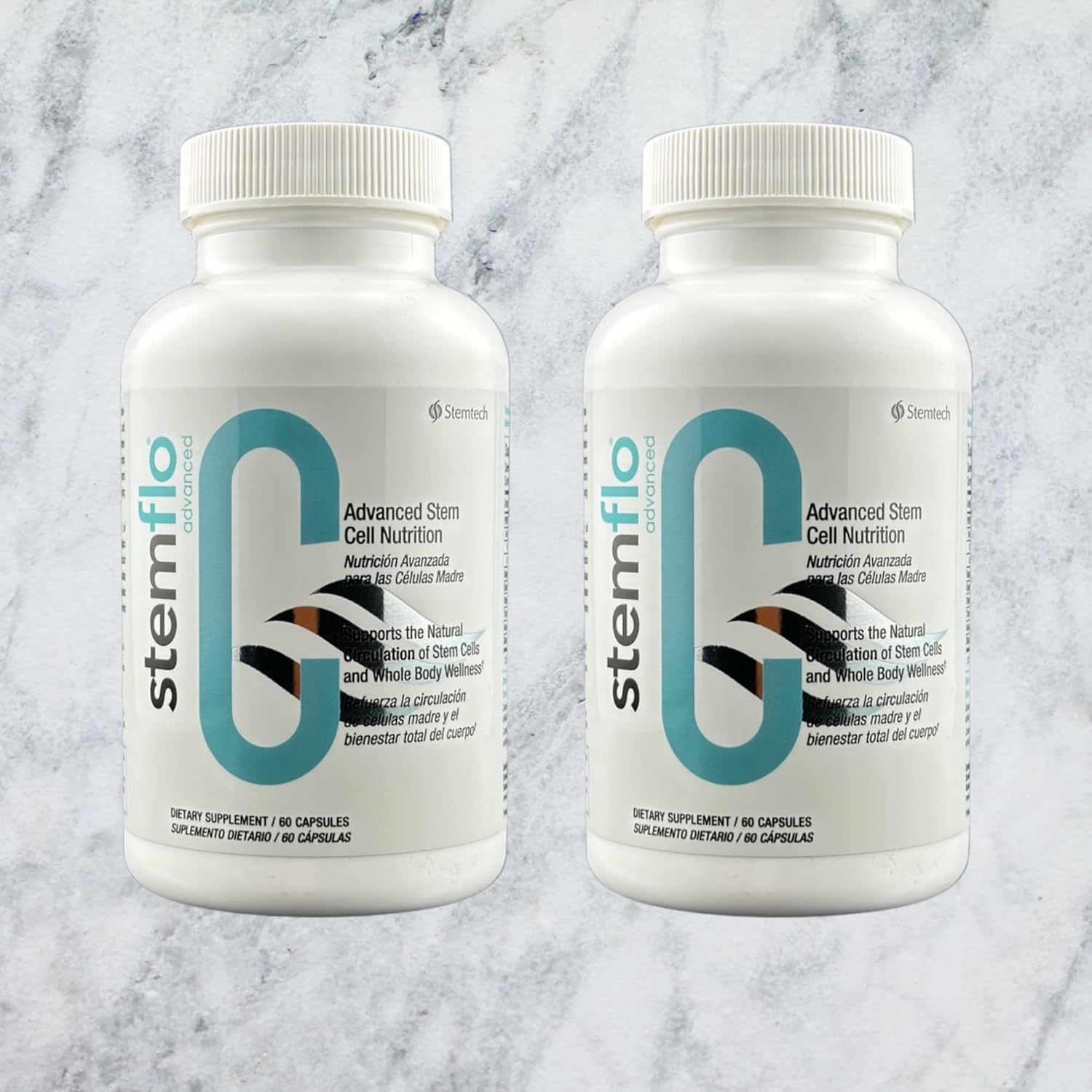 StemFlo® Advanced Formula Trans-Resveratrol, Curcumin, and Super Antioxidants for Health, Longevity, and Vitality 60 Capsules (2 Pack)