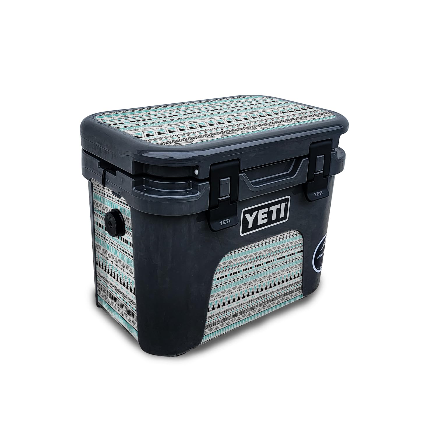 Carbon Fiber Skin Compatible with Yeti Roadie 15 Hard Cooler - Turquoise Tribal - Premium 3M Vinyl Protective Wrap Decal Cover - Easy to Apply | Crafted in The USA by MightySkins