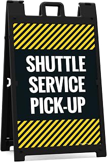 Shuttle Service Pickup Sidewalk Sign Kit, 24x36 Inches, With A Frame Stand, Made in USA