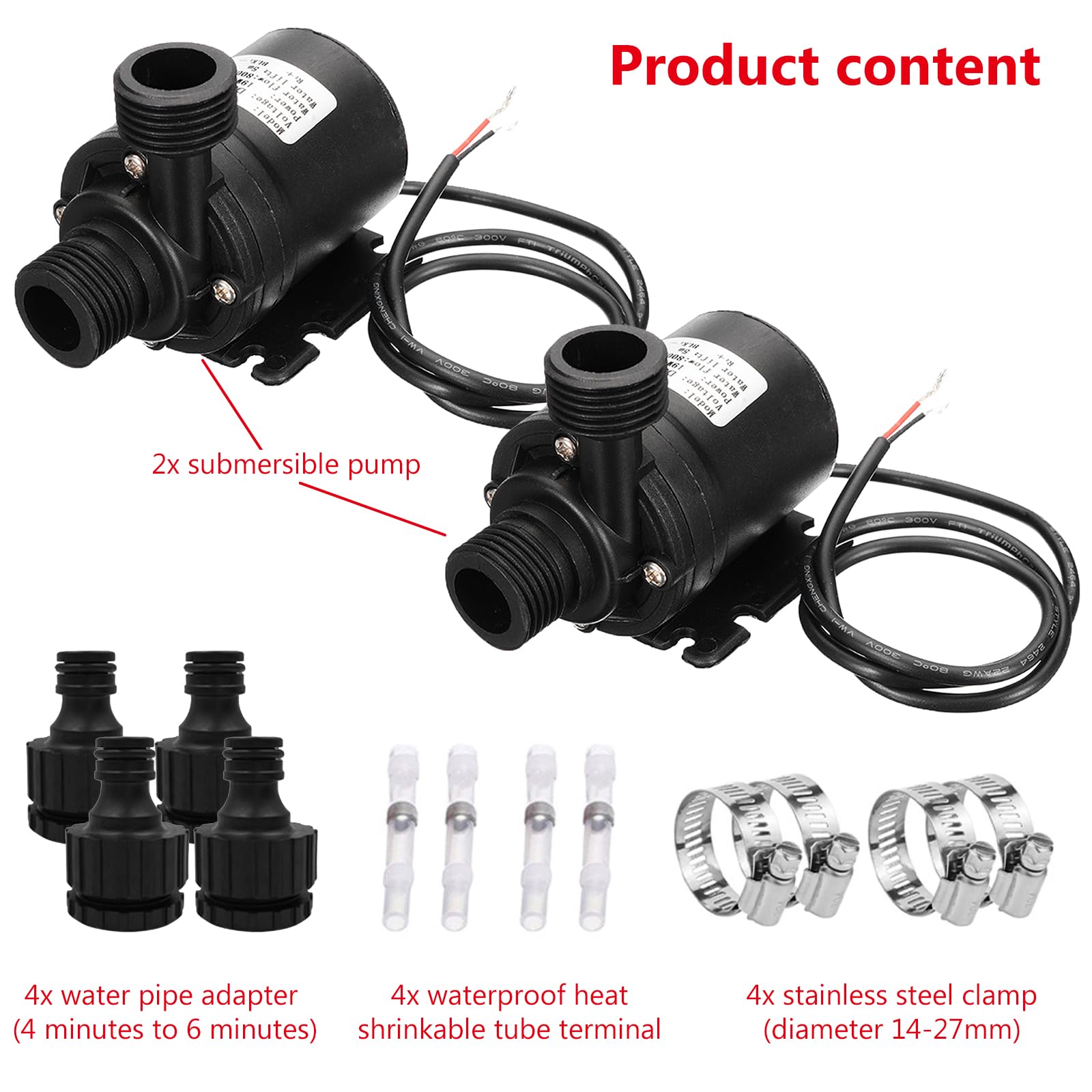 2 Pièces Pompe a Eau 12v, Mini Pompe à Eau Submersible Moteur Sans Balais 800l/h 5m, Pompes à Eau pour la Circulation de l'eau de la Piscine de Fontaine Solaire d'aquarium d'étang de Bassin