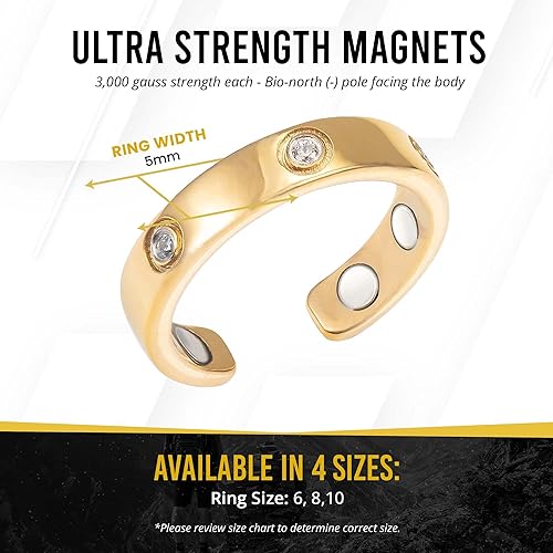 Miniatura 5 de MagnetRX Anillo magnético para mujer  Elegante anillo de cristal  Anillos magnéticos para mujer (oro  Tamaño del anillo 8)