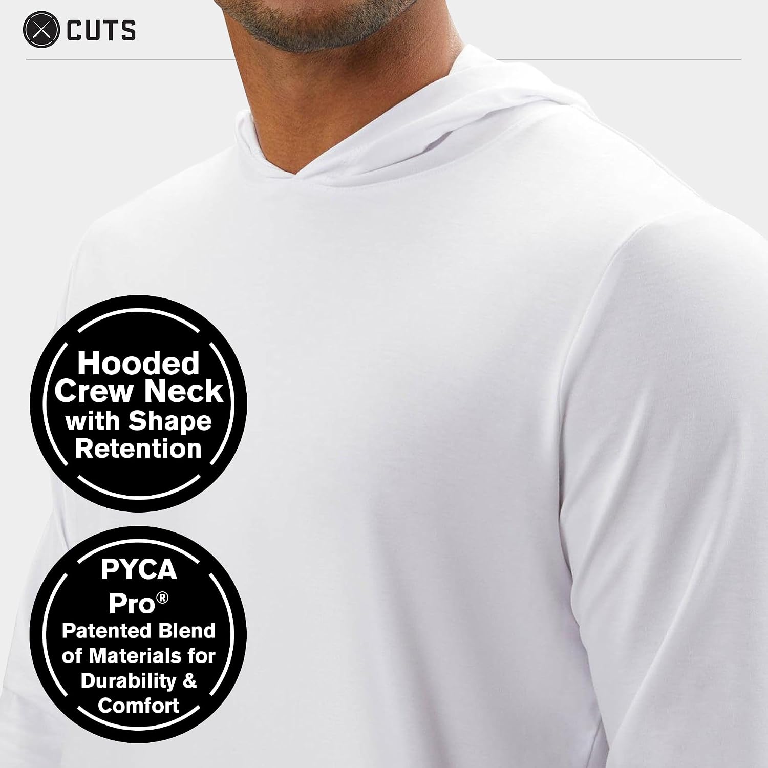 Cuts Clothing Men's Premium AO Casual Hooded Long Sleeve Shirt | Classic Curve Hem | PYCA Pro Soft Fabric image 2