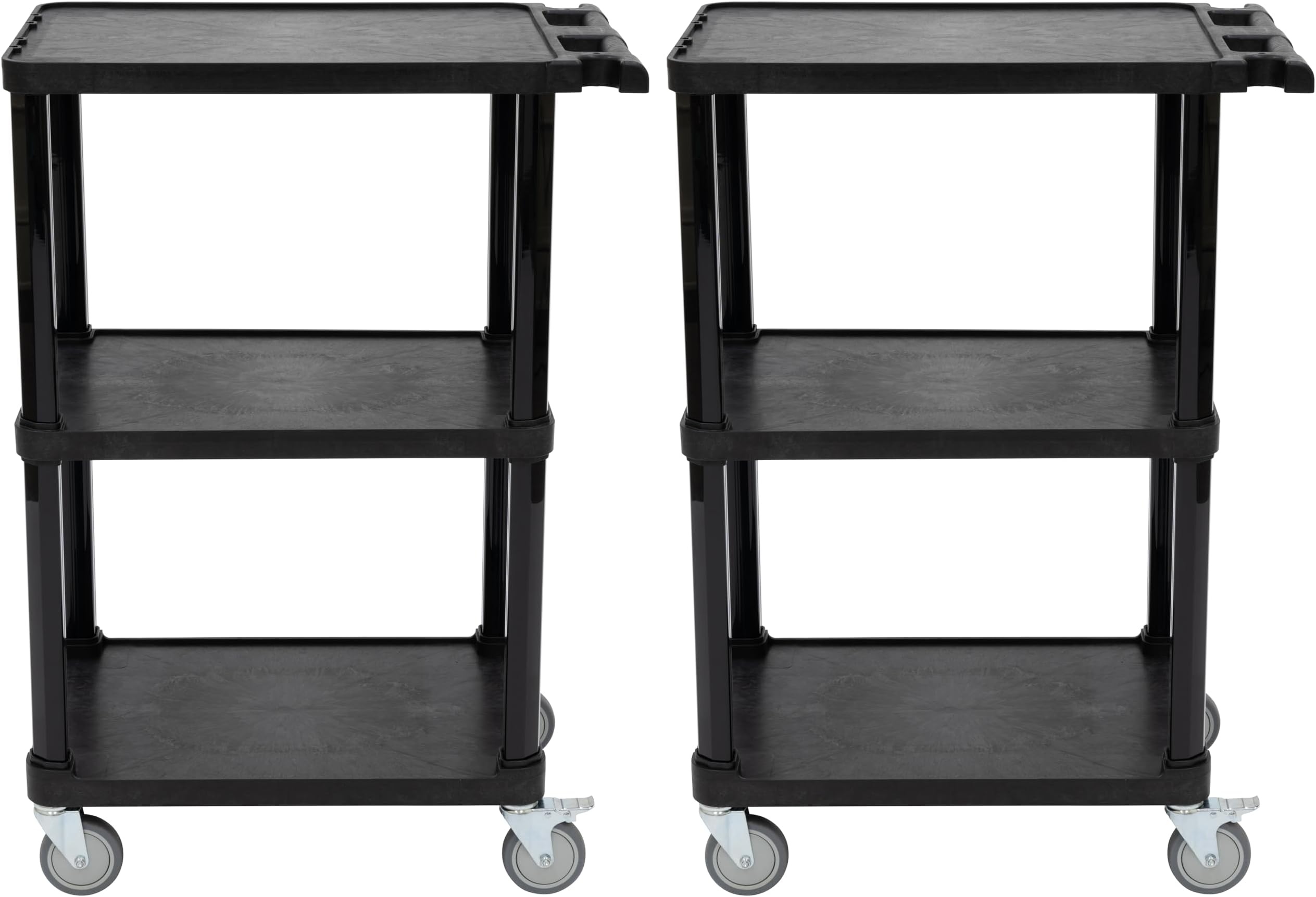 Pearington3-Tier Compact Multi-Purpose Utility Cart with Lockable Wheels and Ergonomic Handle, Black, 2 Pack