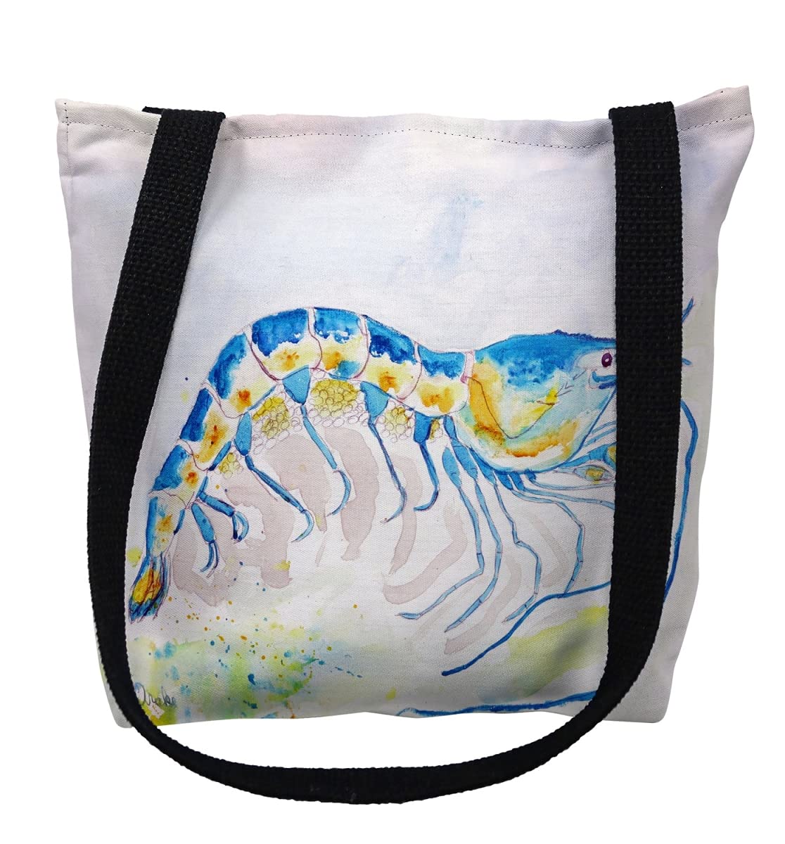 13 x 13 in. Blue Shrimp Small Tote Bag by Betsy Drake – Small, Cotton, Multicoloured, Model TY753S